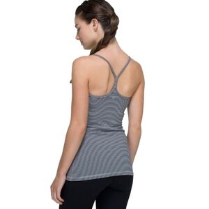 Lululemon Power Y Tank size 4 Tonka Stripe Black Heathered Medium Grey